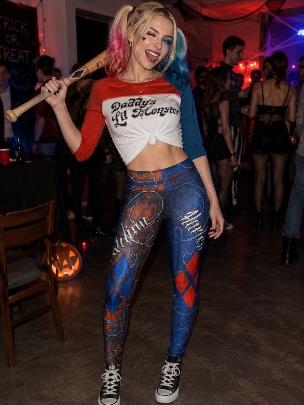Harlequin Blue and Red Women’s Leggings